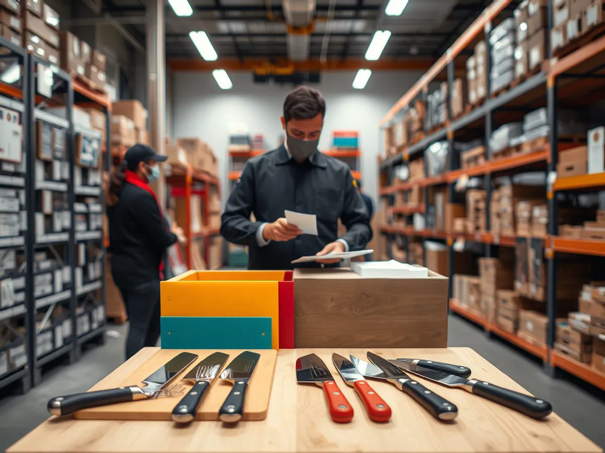 欧维泽砧板与刀具套装展示，食品级PE砧板与高碳钢刀具